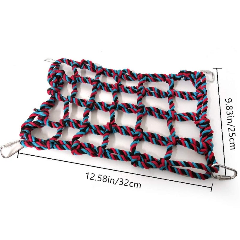 Litewoo Bird Climbing Cotton Rope Net Toy Grid Hammock for Parrot Rat Chinchilla Ferret Swing Thick Chew Rope Hammock Hanging Toys Cage Accessory (Medium Size) - Image 2